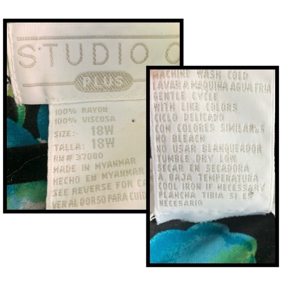 Vintage Studio C Tropical Wrap Tie Waist Dress with Side Slit, [Sz 18W] - Picture 4 of 7